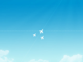 Four airplanes blue sky clouds - beeple free wallpaper