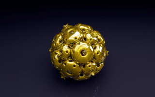 Gold ball holes black background 3 - generative art free wallpaper