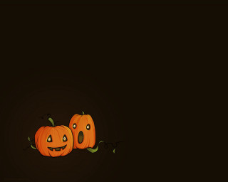 Two pumpkins with faces in 2 - the dark free wallpaper
