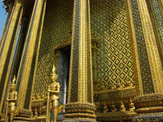 Gold green building clock side - face and a clock free wallpaper