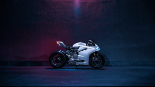 White motorcycle dark room red - duccio free wallpaper for desktop