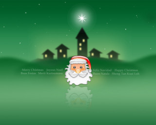 Santa claus christmas card house - a star above free wallpaper