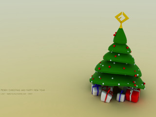 Christmas tree presents gold star - a beige background free wallpaper