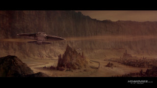 Star wars fighter mountains town - scene free wallpaper