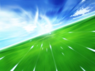Green field blue sky clouds 84 - white line free wallpaper