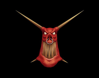 Red creature long horns nose - metal free wallpaper