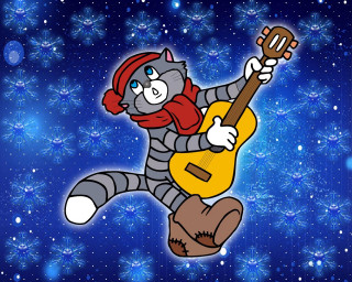 Cartoon cat guitar air red 2 - a red hat free wallpaper