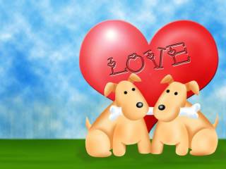 Dogs sitting heart balloon love - love free wallpaper for desktop