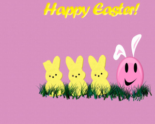Easter bunnies grass happy message - folk art free wallpaper