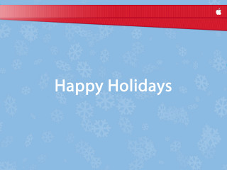 Blue background snowflakes red ribbon - free holidays wallpaper for desktop