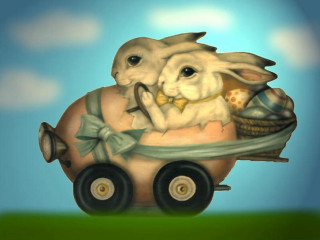 Rabbit toy car eggs whimsical - the back free wallpaper for desktop
