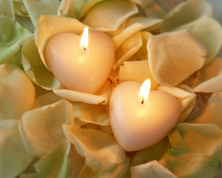 Candles bowl flowers petals tabletop 2 - a table top free wallpaper