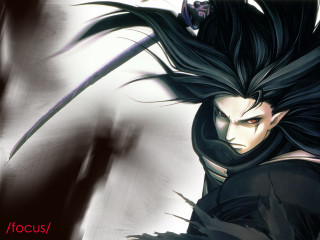 Man black hair black outfit - his hand and a demon free wallpaper