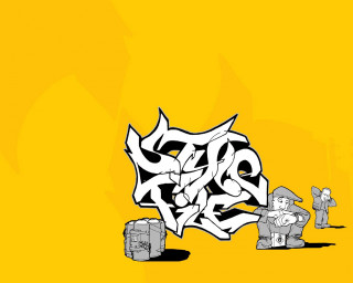 Yellow graffiti animal man standing 2 - graffiti free wallpaper for desktop