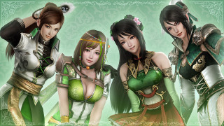 Three women green gold outfits - aaa game free wallpaper