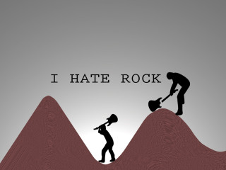 Man digging rock woman standing - post grunge free wallpaper