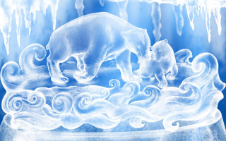 Polar bear cub ice shelf 4 - polar free wallpaper for desktop