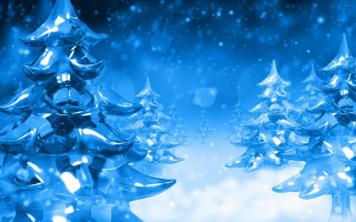 Blue christmas tree shiny decorations 2 - snow flake free wallpaper