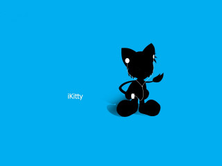 Black cat blue floor blue - kitty free wallpaper