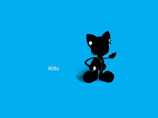 Black cat blue floor blue 4 - kitty free wallpaper