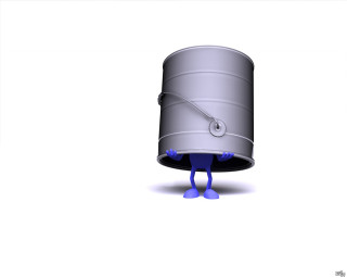 Cartoon character hiding behind barrel - water free wallpaper