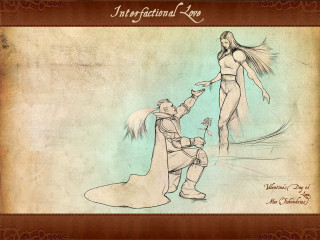 Man kneeling woman dress cape 3 - a drawing of a man free wallpaper for desktop