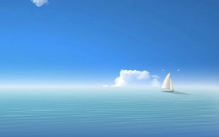 Sailboat calm blue ocean cloudy - calm free wallpaper