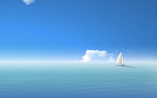 Sailboat calm ocean cloudy sky 2 - a cloud in the sky above free wallpaper