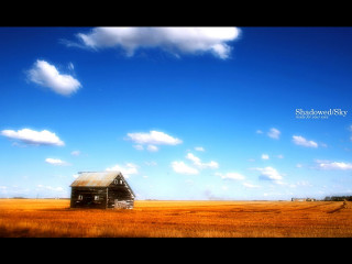 Barn field blue sky clouds 2 - daryush shokof free wallpaper