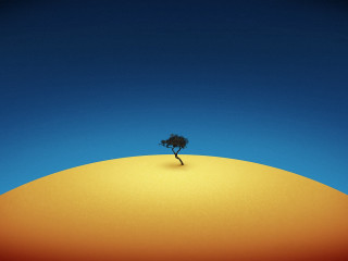 Lone tree hill blue sky 3 - global illumination free wallpaper