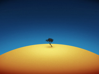 Lone tree hill blue sky 2 - global illumination free wallpaper for desktop