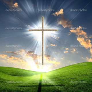 Cross green field sun shining - free other wallpaper