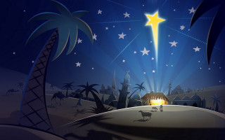 Nativity scene star manger donkey 4 - free christmas wallpaper