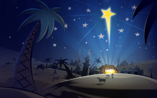 Nativity scene star manger donkey 3 - free christmas wallpaper