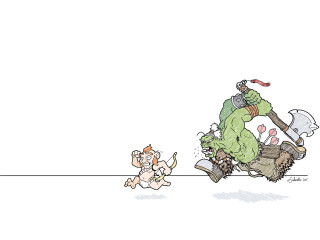 Cartoon man green suit running 3 - rob rey and kentaro miura style free wallpaper