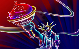 Colorful statue liberty rainbow glowing 2 - americo makk free wallpaper for desktop