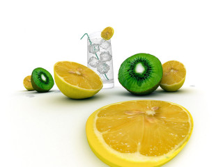 Cut lemon kiwi gin lime - photorealistic imagery free wallpaper