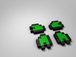 Black green objects white surface - the top of them free wallpaper