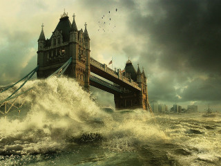 Gothic bridge over river with - a large bridge over a body of water free wallpaper