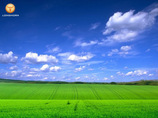 Green field blue sky clouds 3 - a few cloud free wallpaper for desktop
