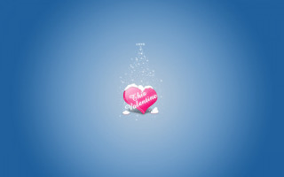 Pink heart floating snowflakes blue - the air free wallpaper