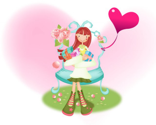 Cheerful girl heart balloon gift - cheerful free wallpaper