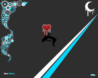 Jumping heart moon blue line - analytical art free wallpaper for desktop