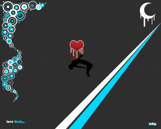 Jumping heart moon blue line 2 - analytical art free wallpaper for desktop