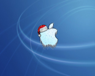 Computer apple santa hat blue - foto realistic free wallpaper