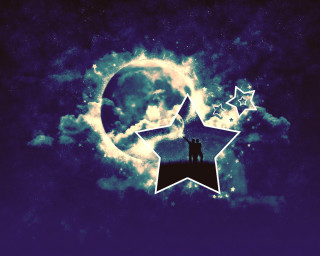 Couple hill star moon background 3 - a couple standing free wallpaper