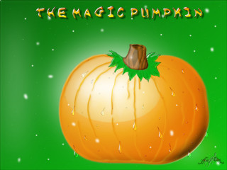 Magic pumpkin green background pop - a digital painting free wallpaper