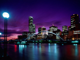 City skyline night bridge reflections - australian tonalism free wallpaper for desktop