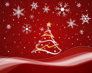 Christmas tree snowflakes red background 2 - a christmas tree free wallpaper for desktop