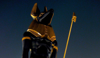 Egyptian god statue flag night - egyptian art free wallpaper